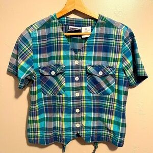 Erika & Co. Vintage 1990's Cropped Style Plaid Button Front Women's Shirt Size S